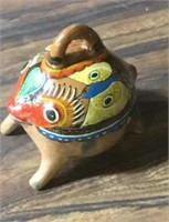 Vintage Painted Peruvian Frog Coin Pottery Bank