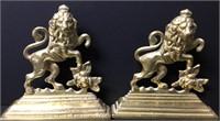 Vintage Brass Lion Book Ends 6"