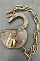 Antique PCRR Lock W Working Key & Chain