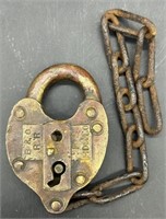 Antique B&O RR Lock W Chain