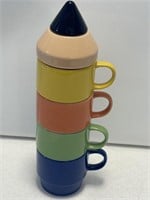 Unique pencil shape stackable coffee cup set with