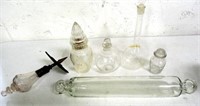 Lot of 6 Bottles / Blown Glass Rolling Pin Others
