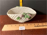 Vintage Capodimonte Porcelain Woven Basket