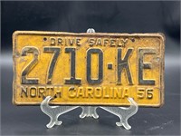 1956 North Carolina license plate tag