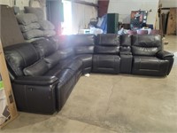 6 Piece - Brown Leather Power Reclining Sectional