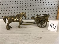 BRASS HORSE AND WAGON