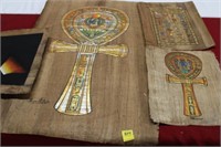 4pc Hand Painted Egyptian Papyrus 25" x 36"