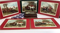 Placemats  (5), Wooden Box and Flag 30x58