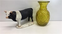 Plaster Cow and Pineapple  Vase