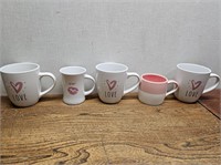 5 Pink - White MUGS Various Sizes