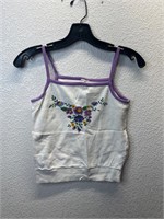 Vintage Lavender Floral Cropped Shirt