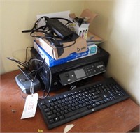 Epson model XP-446 printer, keyboard, copy paper