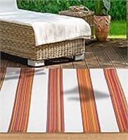 TAKSHA Indoor Outdoor 6X9ft White/Multicolor Rug