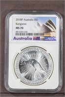 2018-P S$1 Kangaroo NGC MS70