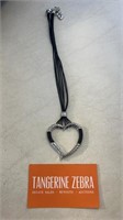 Brighton Silver and Black Cord Heart Necklace