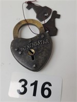 Winchester Heart Shaped Lock with key