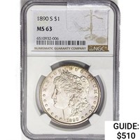 1890-S Morgan Silver Dollar NGC MS63