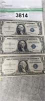 2 1935 AND 1 1957 BLUE SEAL $1 SILVER CERTIFICATES