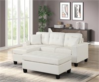 HH73297 Naomi White PU - Sectional  Ottoman