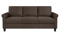 Textured Fabric Rectangle Sofa in. Chocolate