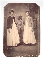 Tintype Photo 2 Women in Light & Dark Coats