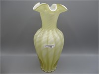 Fenton 11" Melon Rib vase-yellow cased