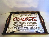 Vintage Coke Coca-Cola Glass Mirror Wooden