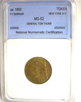 ca. 1852 Token NNC MS62 General Tom Thumb