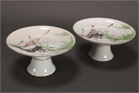 Two Chinese Late Qing Dynasty Porcelain Tazzas,