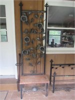 Hall Tree, Hand Crafted Wrought Iron with Seat,