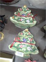 2 Stacks of 6 Apple Tree Design Holiday Plates