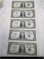 5-1957B Consecutive Serial # $1 Silver Certificate