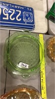 GREEN DEPRESSION GLASS SERVING TRAY