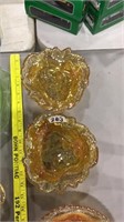 2 MARIGOLD CARNIVAL GLASS CANDY DISHES