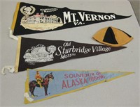 Vintage Felt Beanie & 3 Pennants - 2 Felt