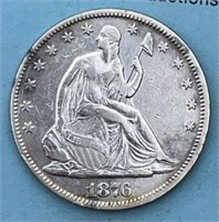 1876 w/Motto Seated Liberty Half Dollar