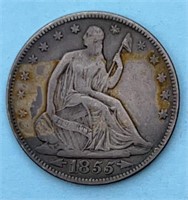 1855 W/A Seated Liberty Half Dollar
