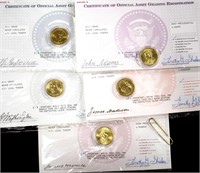 5 Presidential Coins with gloves