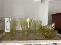 11 Pieces of Amber Depression Glassware