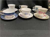 6 Decorated Chinaware Cups and Saucers