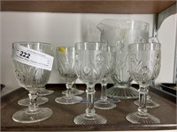 Iris Pattern Water Pitchers and 10 Goblets