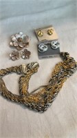 Necklaces pin & earrings lot