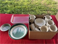 Corning ware, mugs, and bowls, and miscellaneous