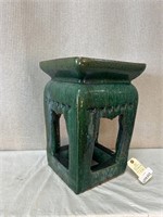 Green Glazed Asian Garden Stool Pedestal