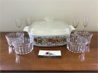 Vintage Casserole Dish and Glassware