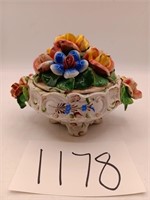Vintage Italian Capidomonte Lidded Trinket Bowl