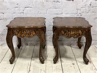 Carved Wood End Tables