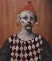 Dean Chapman Clown Oil on Canvas #1