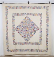 Postage Stamp Quilt with Diamond and Double Border