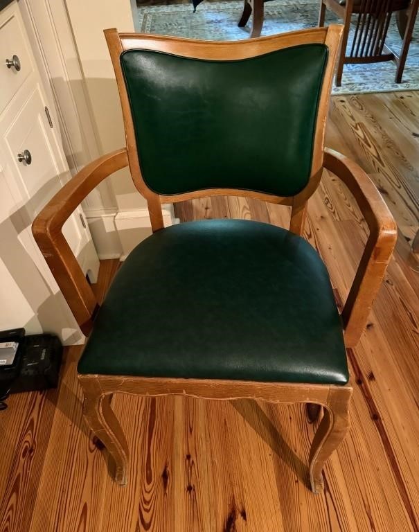 Green leather chair